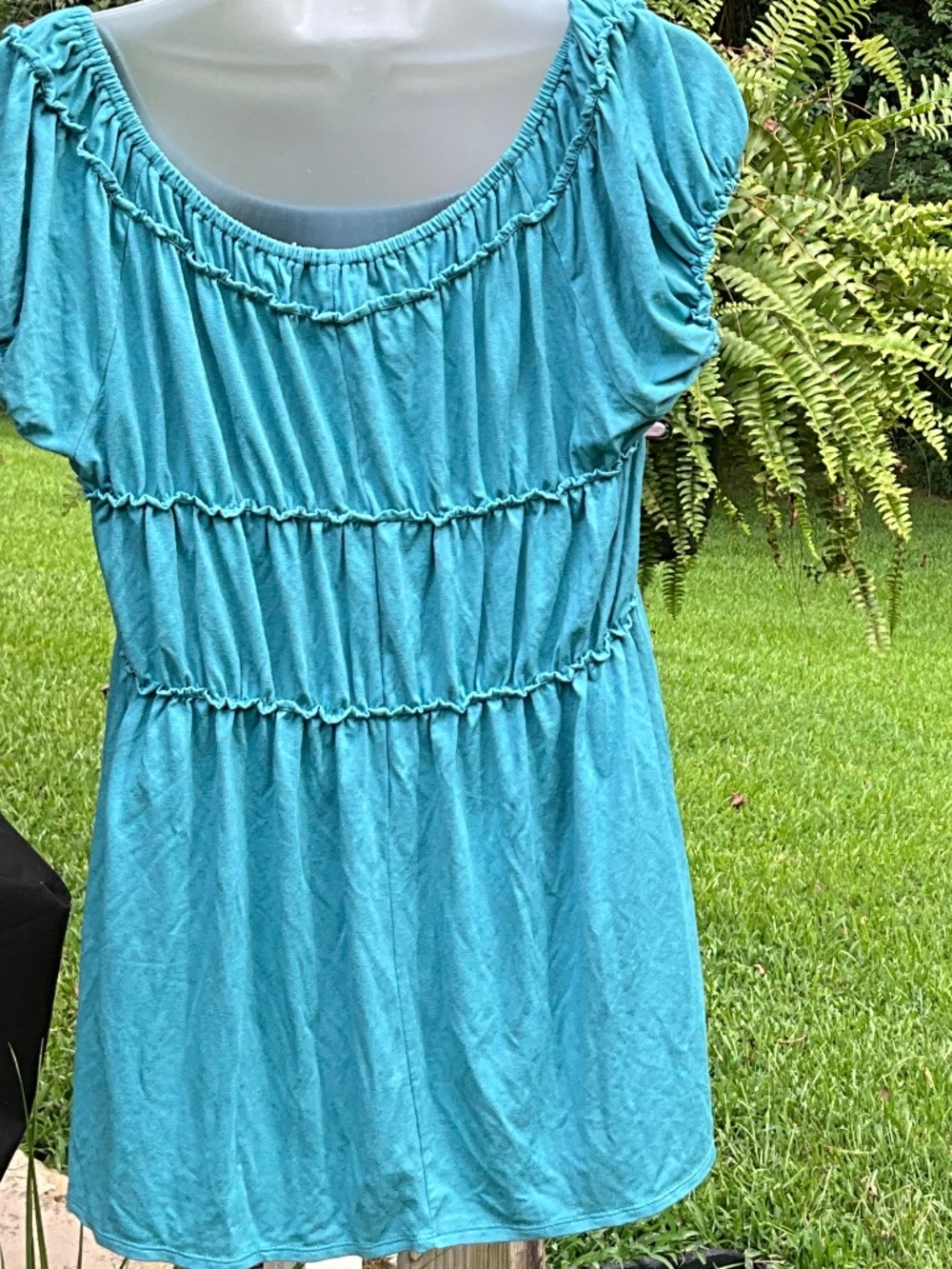 NWT Max Studio  Teal Ruched Empire Waist  Top Size M - Picture 3 of 6